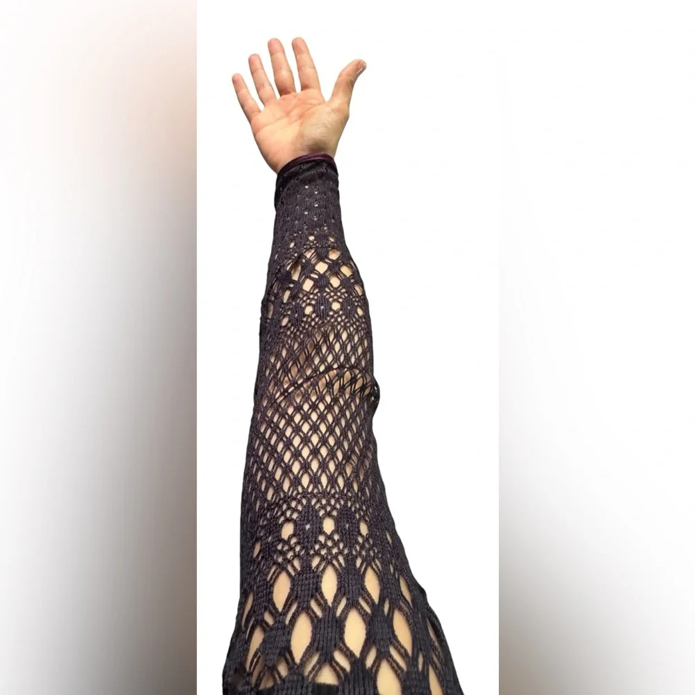 Vintage Mica Crochet Maxi Dress Black Sheer Knit Boho Festival Witchy Size 6 - Picture 5 of 10